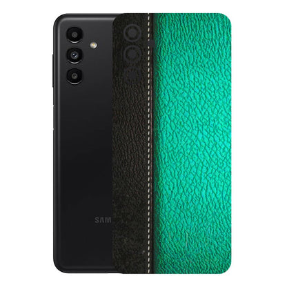 Samsung A/S Series Phone Skins (All Models) - Black Green Dual Leather Stich - 3D Embossed Finish (L-233) Samsung Galaxy A13 (5G)