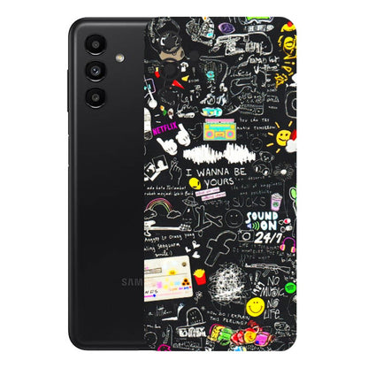 Samsung A/S Series Phone Skins (All Models) - Black Creatives Doodles - 3D Embossed Finish (L-311) Samsung Galaxy A13 (5G)