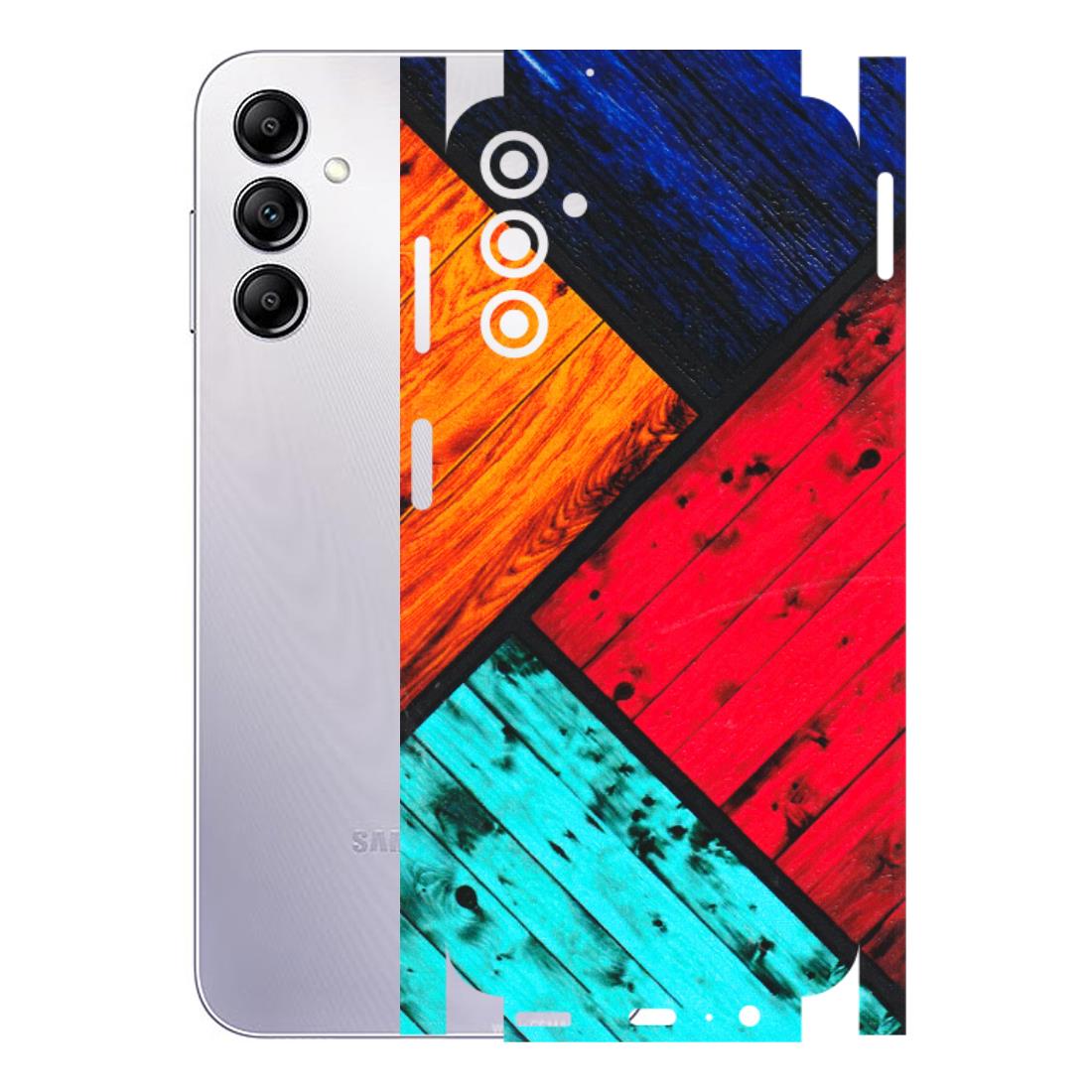 Samsung A/S Series Phone Skins (All Models) - Colourful Wood Panels Abstract - 3D Embossed Finish (L-09) Samsung Galaxy A14 (5G)