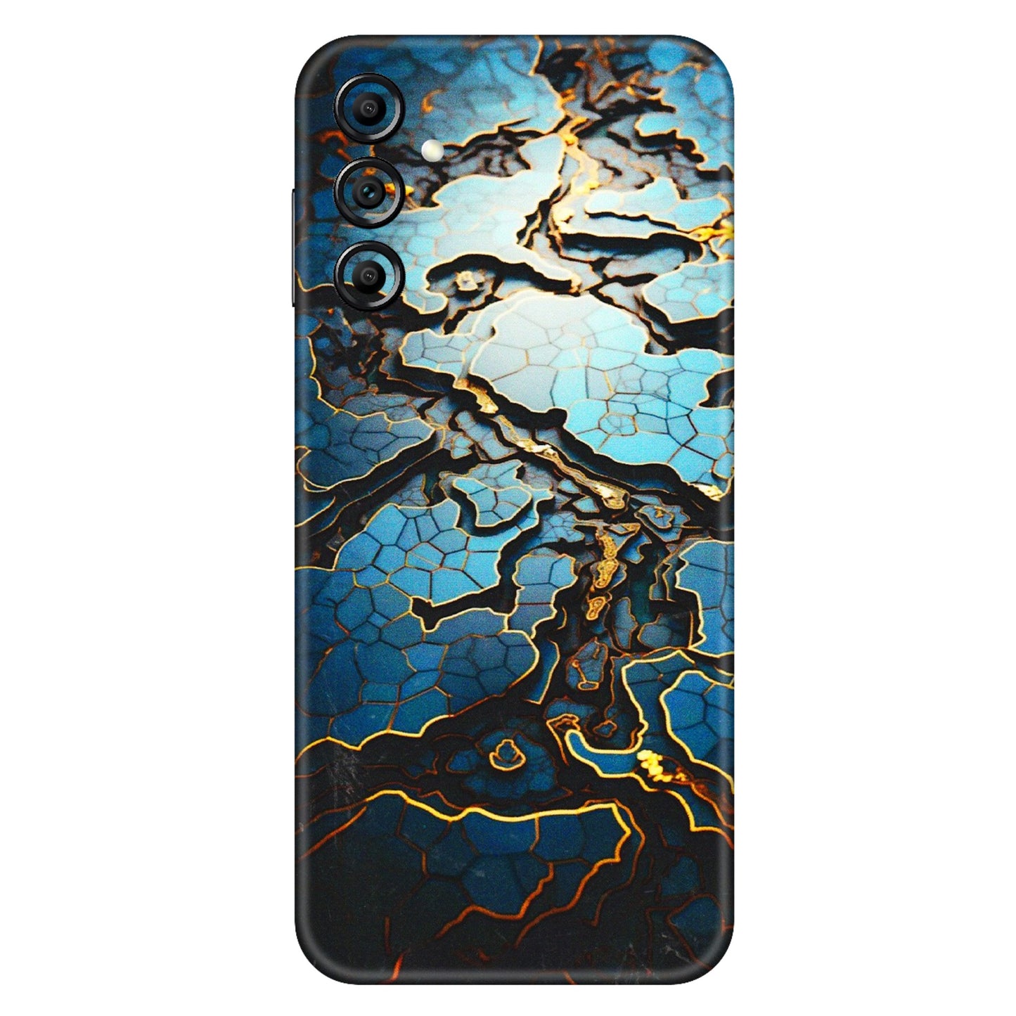 Samsung A/S Series Phone Skins (All Models) - Blue Gold Abstract - 3D Embossed Finish (L-11) Samsung Galaxy A14 (5G)