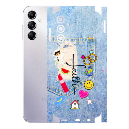 Samsung A/S Series Phone Skins (All Models) - Denim Jeans Pocket - 3D Embossed Finish (L-134) Samsung Galaxy A14 (5G)