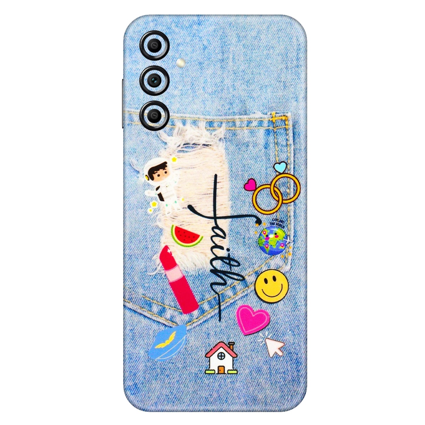 Samsung A/S Series Phone Skins (All Models) - Denim Jeans Pocket - 3D Embossed Finish (L-134) Samsung Galaxy A14 (5G)
