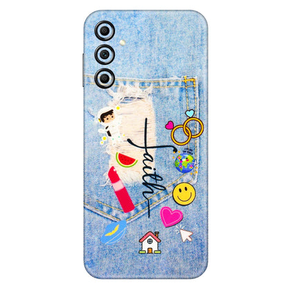 Samsung A/S Series Phone Skins (All Models) - Denim Jeans Pocket - 3D Embossed Finish (L-134) Samsung Galaxy A14 (5G)