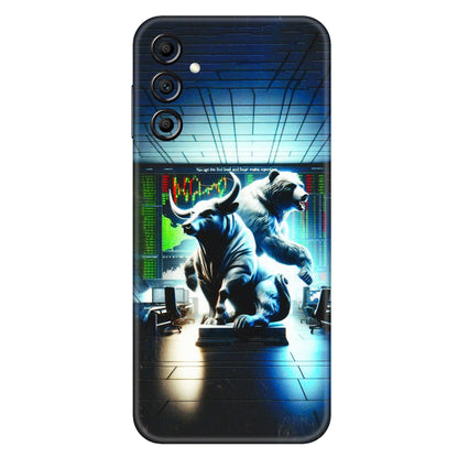 Samsung A/S Series Phone Skins (All Models) - Stock Market Sensex Bear vs Bulls - 3D Embossed Finish (L-15) Samsung Galaxy A14 (5G)