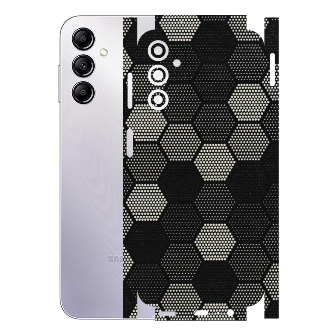 Samsung A/S Series Phone Skins (All Models) - Black & White Dotted Honeycomb Texture - 3D Embossed Finish (L-202) Samsung Galaxy A14 (5G)
