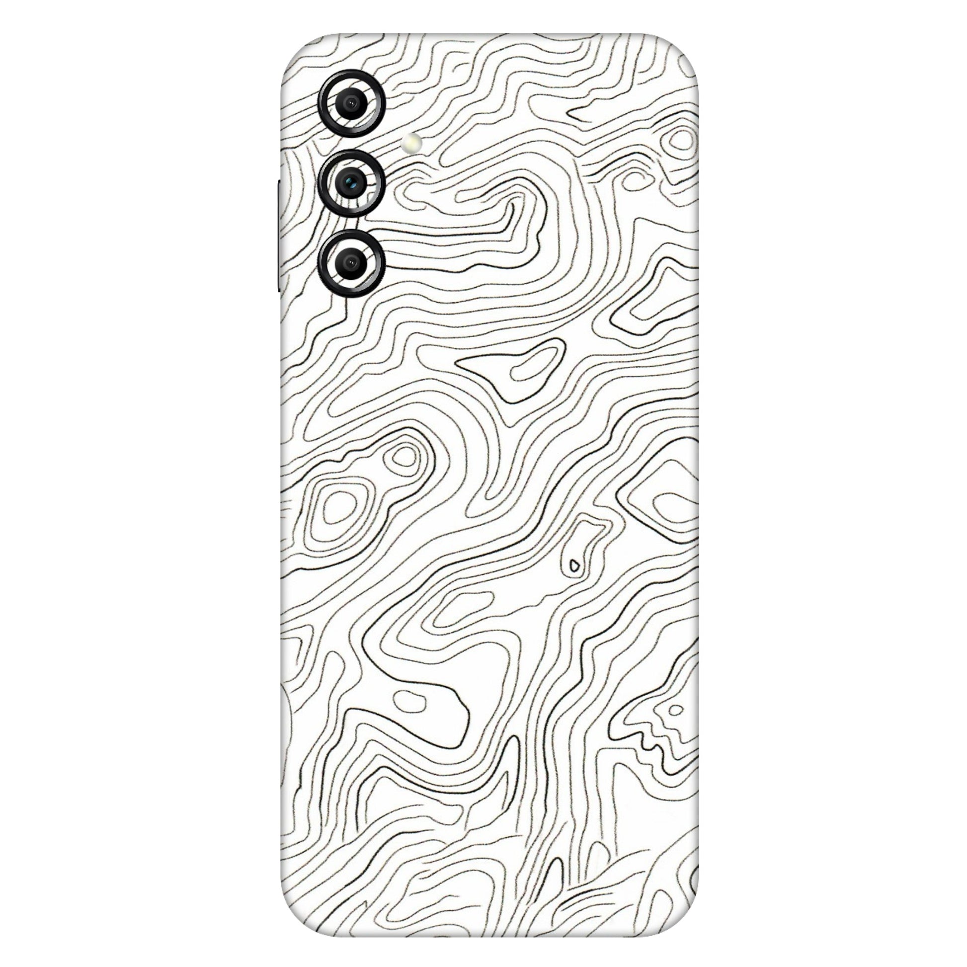 Samsung A/S Series Phone Skins (All Models) - White Black Swirls - 3D Embossed Finish (L-219) Samsung Galaxy A14 (5G)