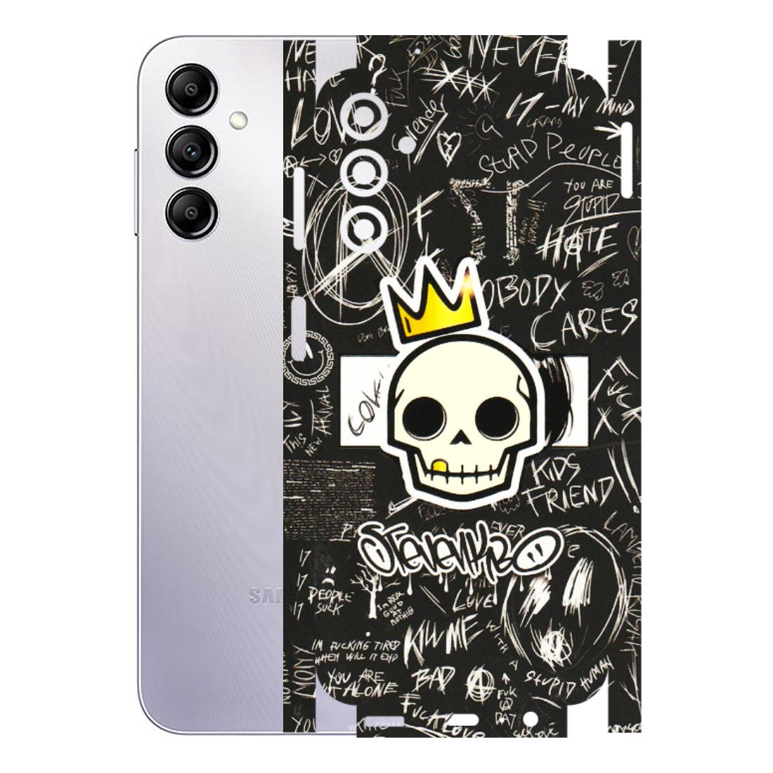 Samsung A/S Series Phone Skins (All Models) - Funny Skull Black Chalk Grafitti - 3D Embossed Finish (L-22) Samsung Galaxy A14 (5G)
