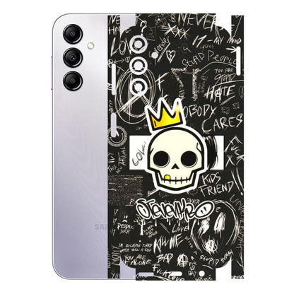 Samsung A/S Series Phone Skins (All Models) - Funny Skull Black Chalk Grafitti - 3D Embossed Finish (L-22) Samsung Galaxy A14 (5G)