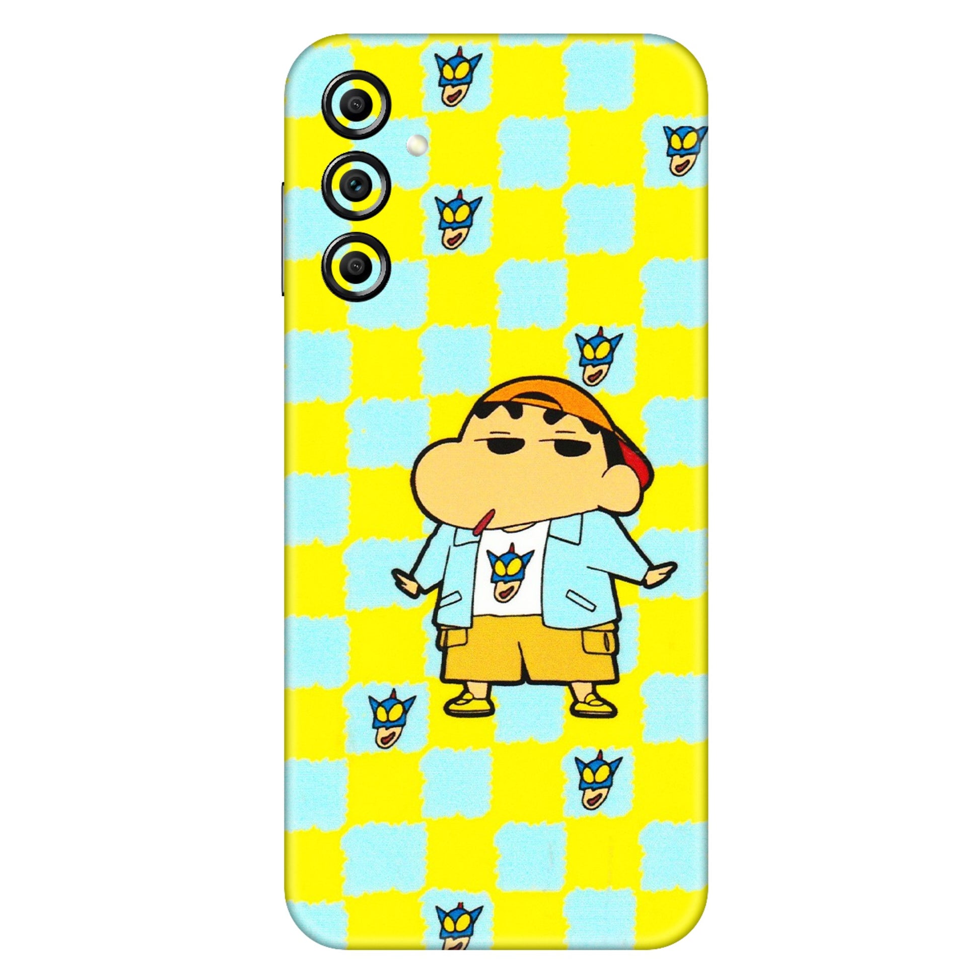 Samsung A/S Series Phone Skins (All Models) - Yellow Blue Shinchan Cute - 3D Embossed Finish (L-221) Samsung Galaxy A14 (5G)