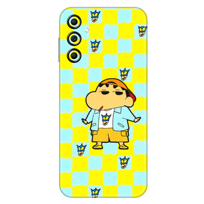 Samsung A/S Series Phone Skins (All Models) - Yellow Blue Shinchan Cute - 3D Embossed Finish (L-221) Samsung Galaxy A14 (5G)