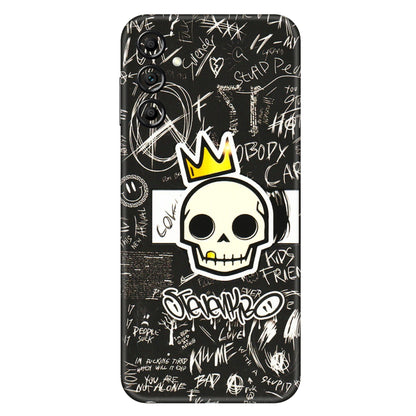 Samsung A/S Series Phone Skins (All Models) - Funny Skull Black Chalk Grafitti - 3D Embossed Finish (L-22) Samsung Galaxy A14 (5G)