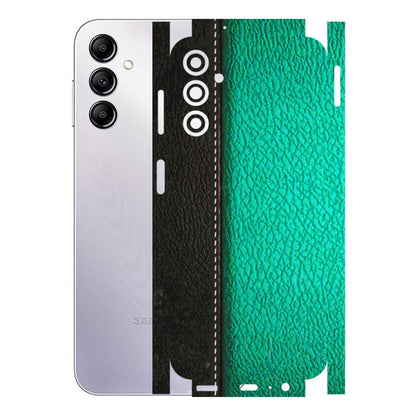 Samsung A/S Series Phone Skins (All Models) - Black Green Dual Leather Stich - 3D Embossed Finish (L-233) Samsung Galaxy A14 (5G)