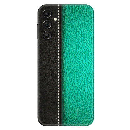 Samsung A/S Series Phone Skins (All Models) - Black Green Dual Leather Stich - 3D Embossed Finish (L-233) Samsung Galaxy A14 (5G)