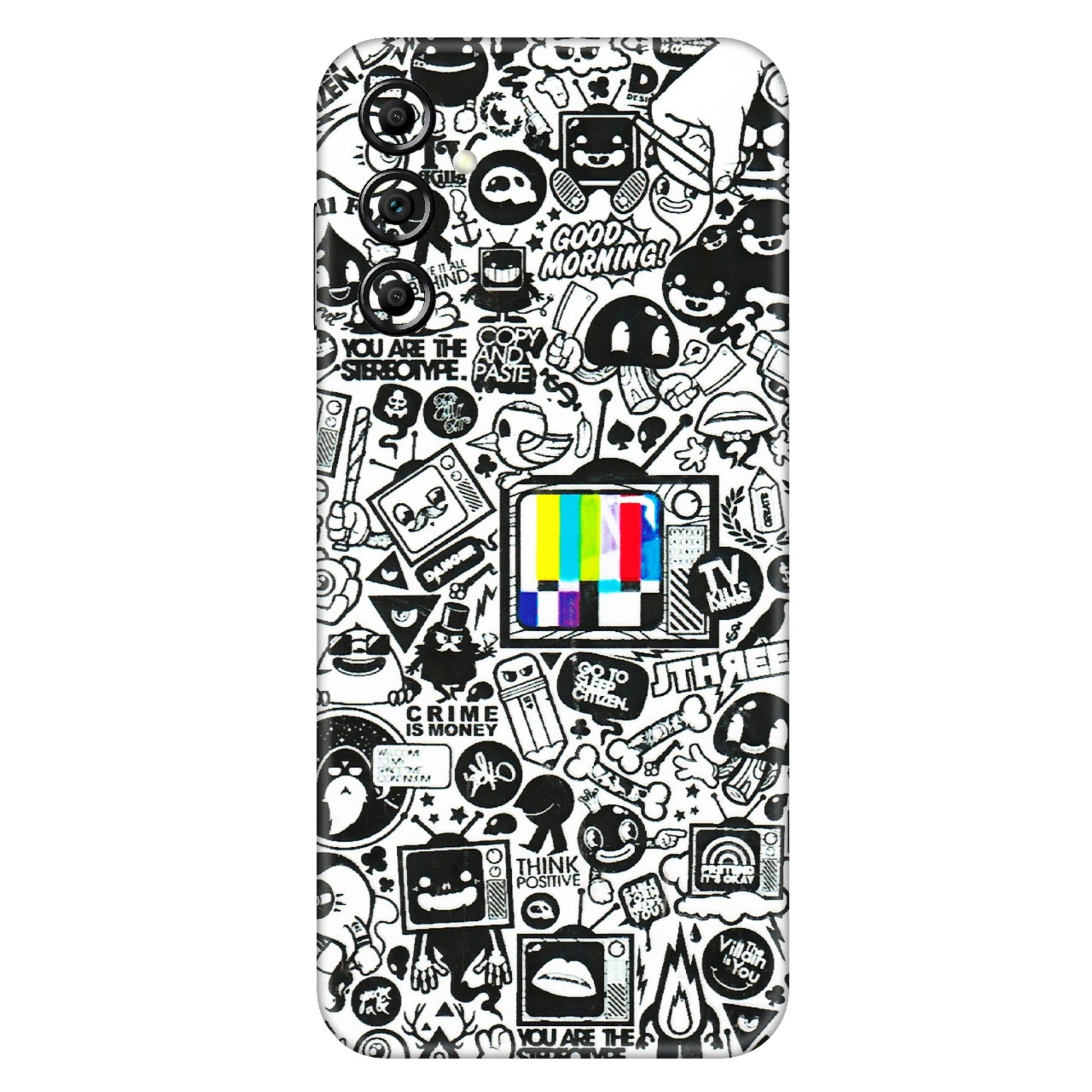 Samsung A/S Series Phone Skins (All Models) - Doodles Positive Art - 3D Embossed Finish (L-263) Samsung Galaxy A14 (5G)