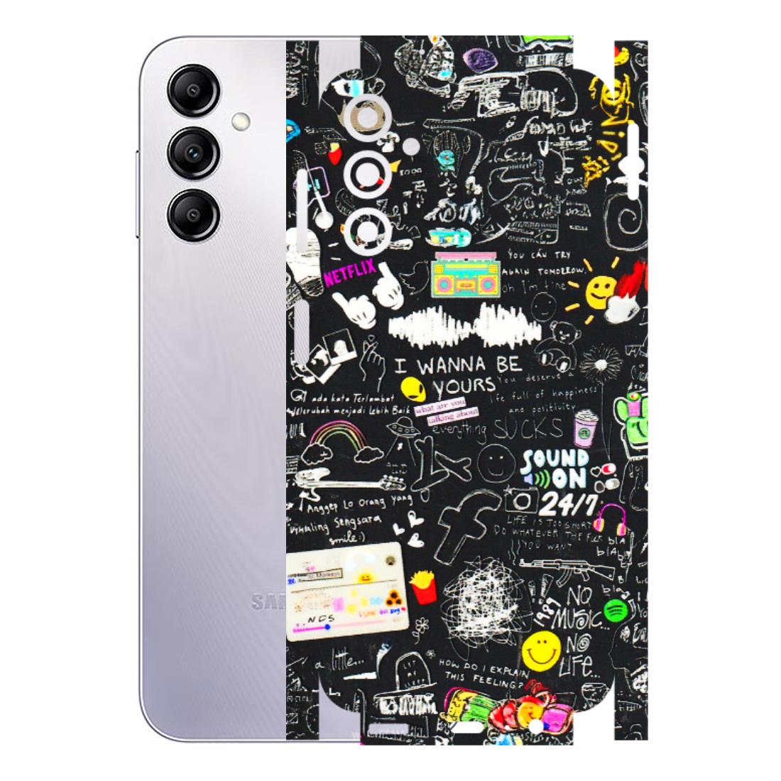 Samsung A/S Series Phone Skins (All Models) - Black Creatives Doodles - 3D Embossed Finish (L-311) Samsung Galaxy A14 (5G)