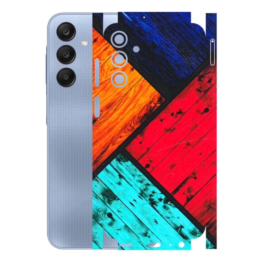 Samsung A/S Series Phone Skins (All Models) - Colourful Wood Panels Abstract - 3D Embossed Finish (L-09) Samsung Galaxy A15 (5G)
