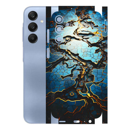 Samsung A/S Series Phone Skins (All Models) - Blue Gold Abstract - 3D Embossed Finish (L-11) Samsung Galaxy A15 (5G)