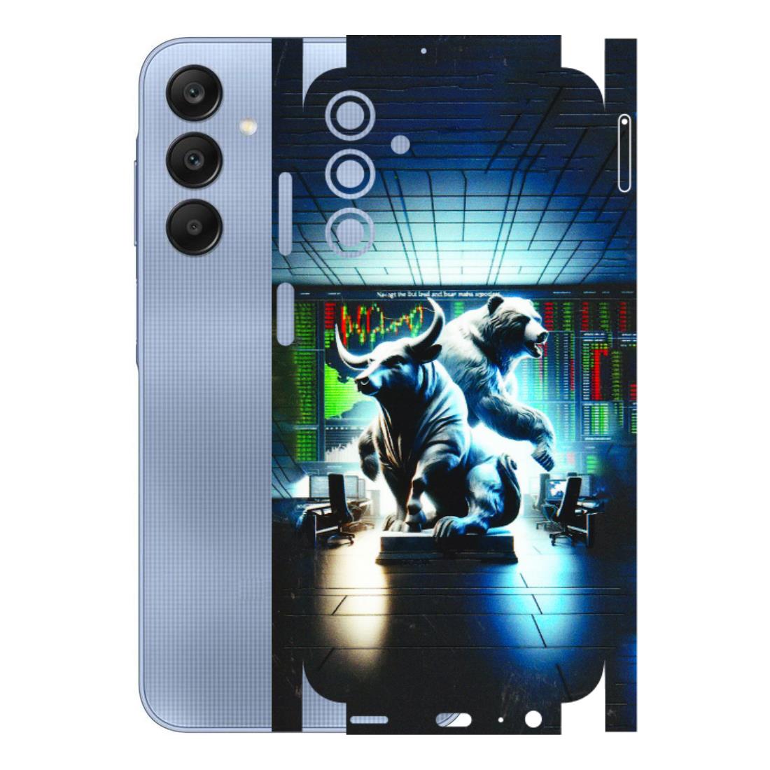 Samsung A/S Series Phone Skins (All Models) - Stock Market Sensex Bear vs Bulls - 3D Embossed Finish (L-15) Samsung Galaxy A15 (5G)