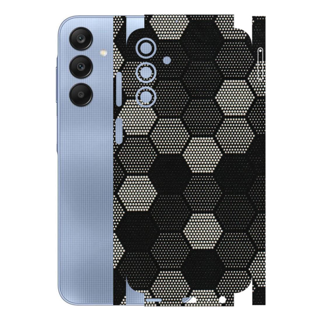 Samsung A/S Series Phone Skins (All Models) - Black & White Dotted Honeycomb Texture - 3D Embossed Finish (L-202) Samsung Galaxy A15 (5G)