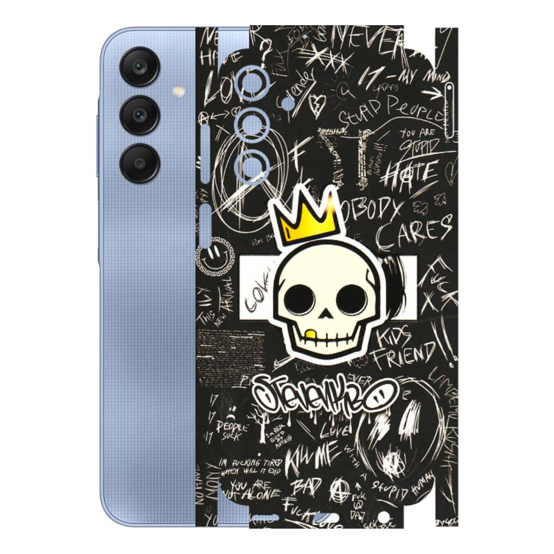 Samsung A/S Series Phone Skins (All Models) - Funny Skull Black Chalk Grafitti - 3D Embossed Finish (L-22) Samsung Galaxy A15 (5G)