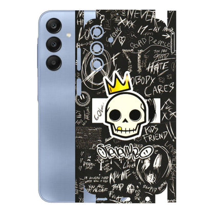 Samsung A/S Series Phone Skins (All Models) - Funny Skull Black Chalk Grafitti - 3D Embossed Finish (L-22) Samsung Galaxy A15 (5G)