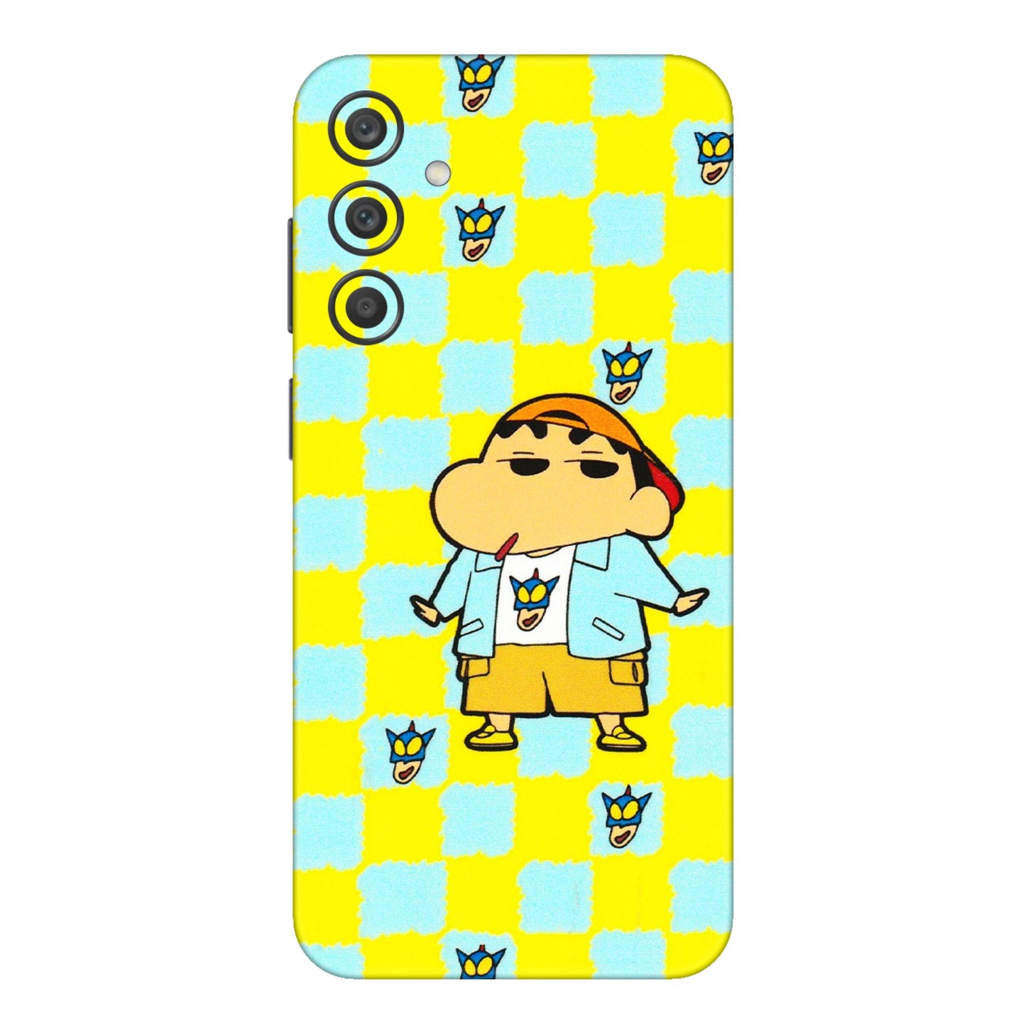 Samsung A/S Series Phone Skins (All Models) - Yellow Blue Shinchan Cute - 3D Embossed Finish (L-221) Samsung Galaxy A15 (5G)