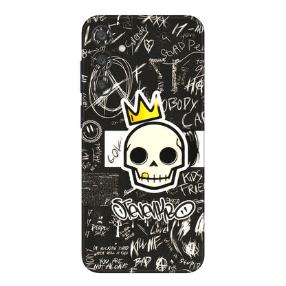 Samsung A/S Series Phone Skins (All Models) - Funny Skull Black Chalk Grafitti - 3D Embossed Finish (L-22) Samsung Galaxy A15 (5G)