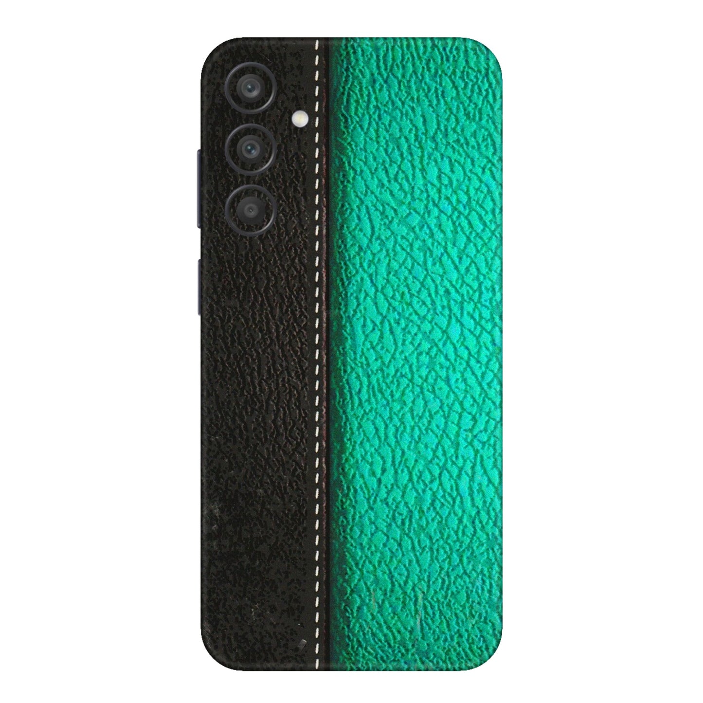 Samsung A/S Series Phone Skins (All Models) - Black Green Dual Leather Stich - 3D Embossed Finish (L-233) Samsung Galaxy A15 (5G)