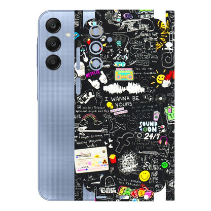 Samsung A/S Series Phone Skins (All Models) - Black Creatives Doodles - 3D Embossed Finish (L-311) Samsung Galaxy A15 (5G)