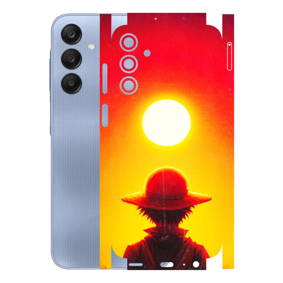 Samsung A/S Series Phone Skins (All Models) - Cool Sunset With Monkey D.Luffy Anime - 3D Embossed Finish (L-329) Samsung Galaxy A15 (5G)