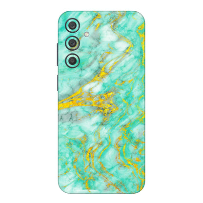 Samsung A/S Series Phone Skins (All Models) - Green And Gold Marble Feel - Matte Finish (M-16) Samsung Galaxy A15 (5G)