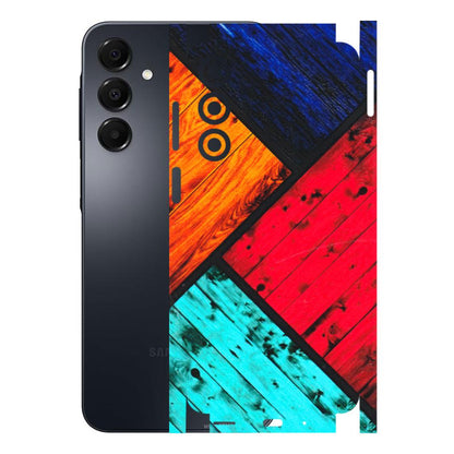 Samsung A/S Series Phone Skins (All Models) - Colourful Wood Panels Abstract - 3D Embossed Finish (L-09) Samsung Galaxy A16