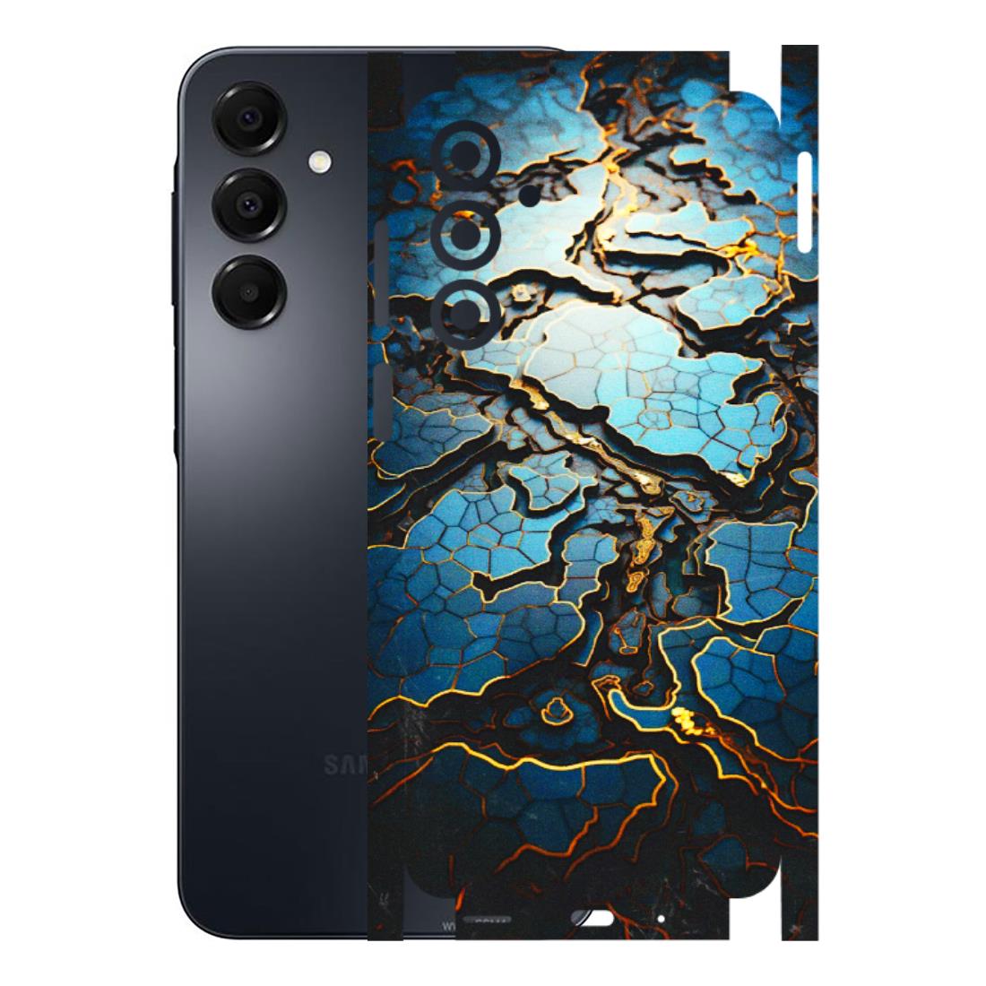Samsung A/S Series Phone Skins (All Models) - Blue Gold Abstract - 3D Embossed Finish (L-11) Samsung Galaxy A16