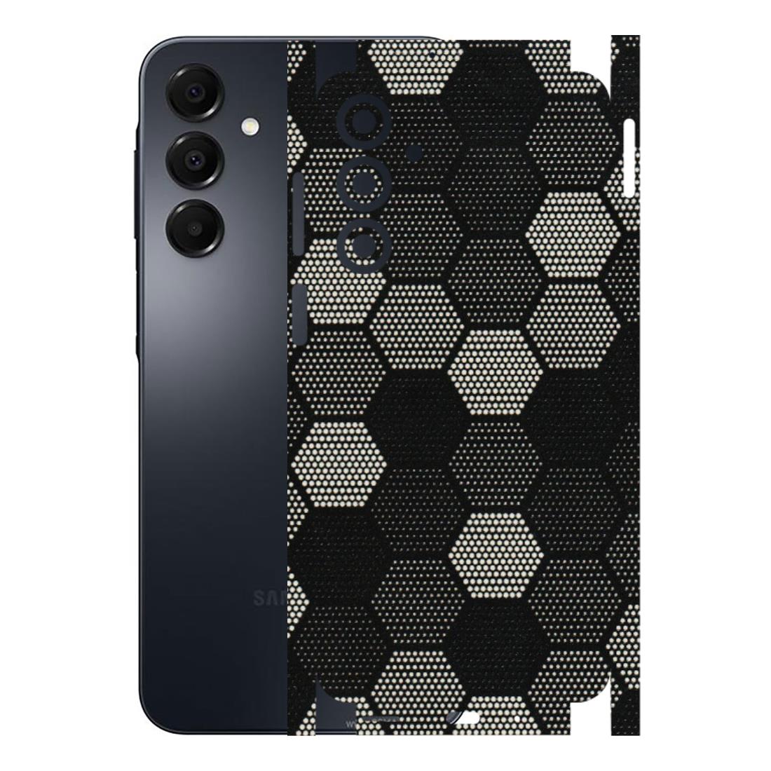 Samsung A/S Series Phone Skins (All Models) - Black & White Dotted Honeycomb Texture - 3D Embossed Finish (L-202) Samsung Galaxy A16