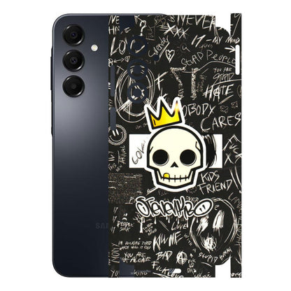 Samsung A/S Series Phone Skins (All Models) - Funny Skull Black Chalk Grafitti - 3D Embossed Finish (L-22) Samsung Galaxy A16
