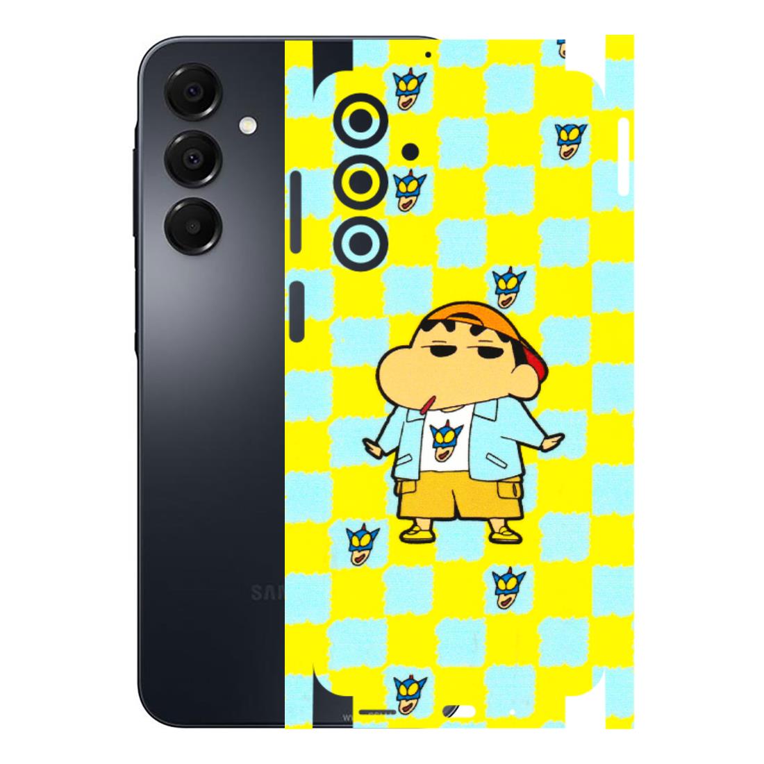Samsung A/S Series Phone Skins (All Models) - Yellow Blue Shinchan Cute - 3D Embossed Finish (L-221) Samsung Galaxy A16