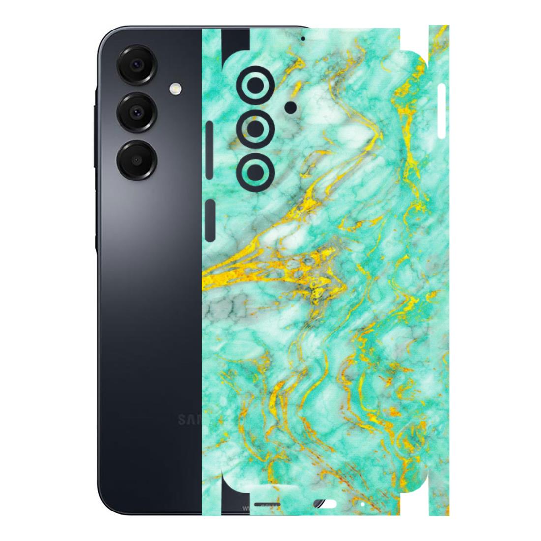 Samsung A/S Series Phone Skins (All Models) - Green And Gold Marble Feel - Matte Finish (M-16) Samsung Galaxy A16