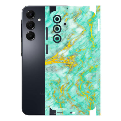 Samsung A/S Series Phone Skins (All Models) - Green And Gold Marble Feel - Matte Finish (M-16) Samsung Galaxy A16
