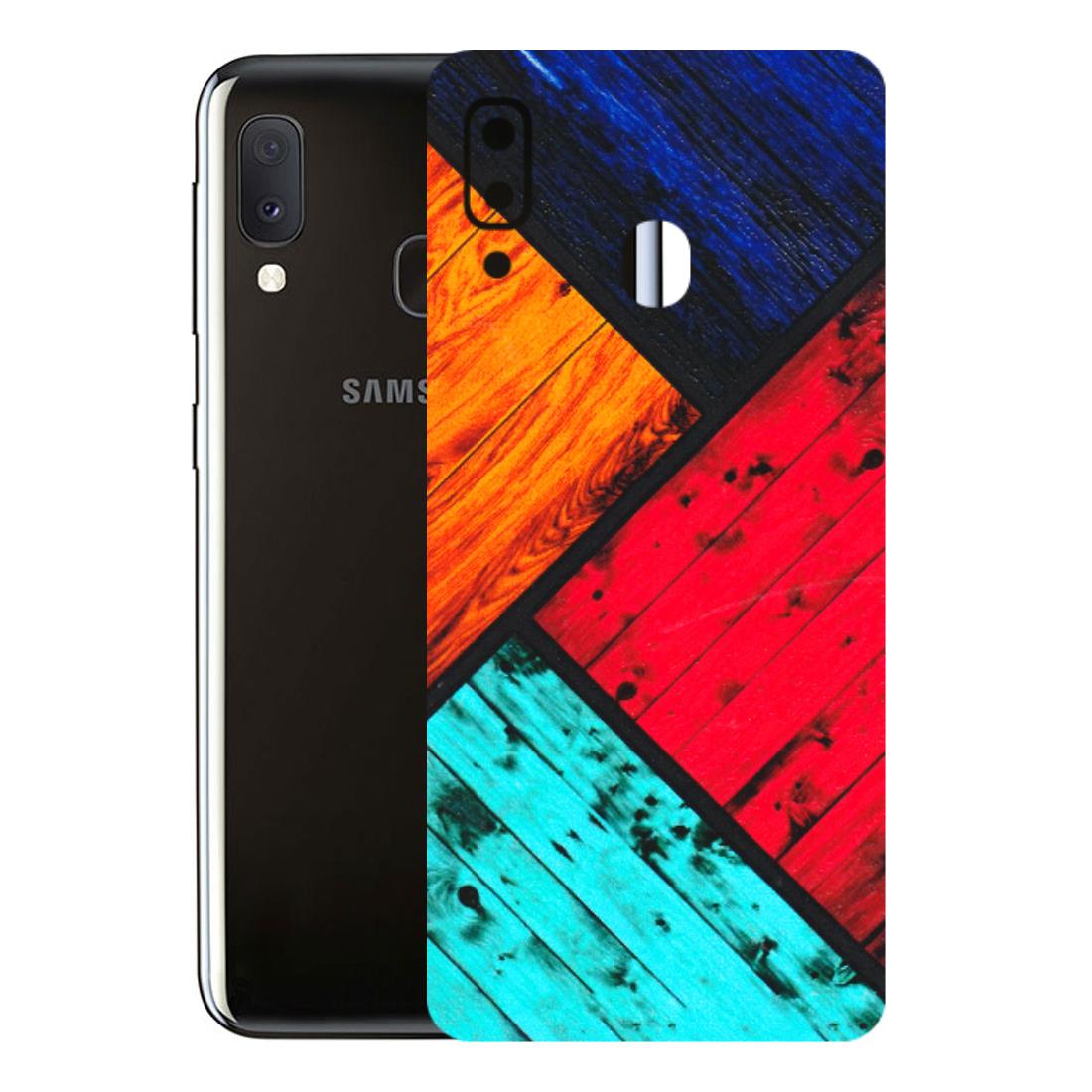 Samsung A/S Series Phone Skins (All Models) - Colourful Wood Panels Abstract - 3D Embossed Finish (L-09) Samsung Galaxy A20E