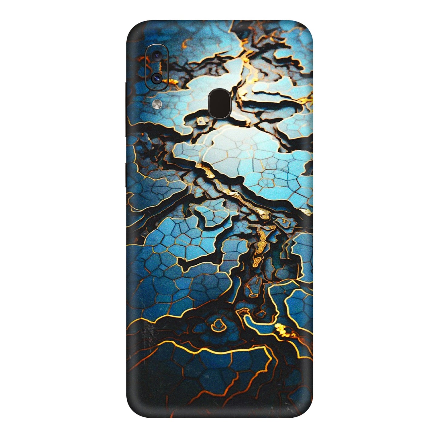 Samsung A/S Series Phone Skins (All Models) - Blue Gold Abstract - 3D Embossed Finish (L-11) Samsung Galaxy A20E