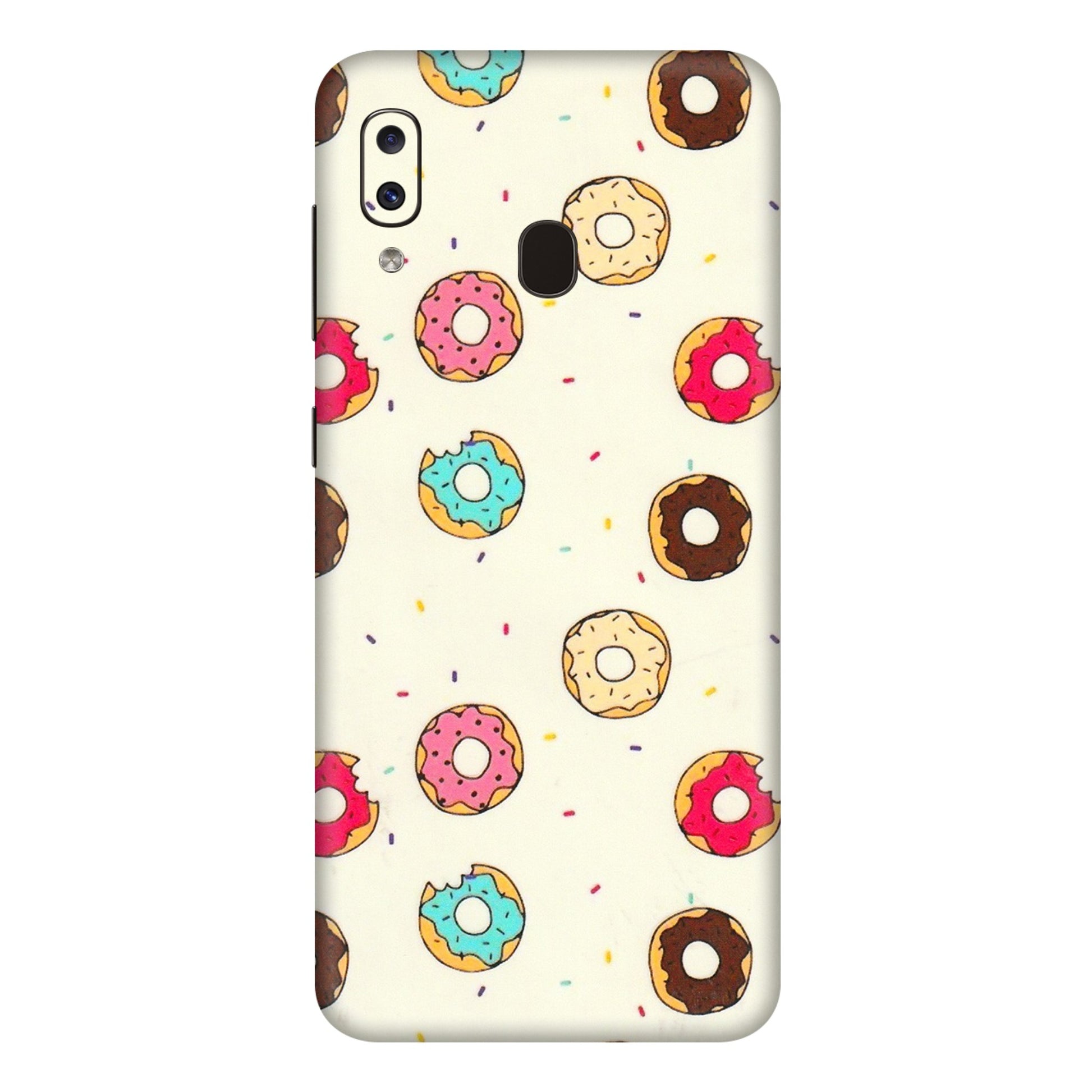 Samsung A/S Series Phone Skins (All Models) - Mini Donuts Doodle Art - 3D Embossed Finish (L-122) Samsung Galaxy A20E