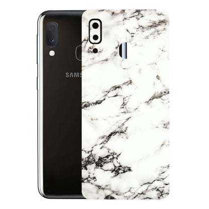 Samsung A/S Series Phone Skins (All Models) - Black and White Marble Texture - 3D Embossed Finish (L-124) Samsung Galaxy A20E