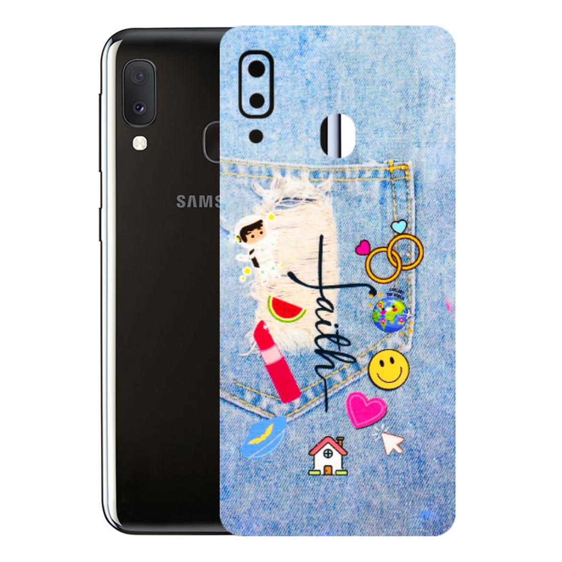 Samsung A/S Series Phone Skins (All Models) - Denim Jeans Pocket - 3D Embossed Finish (L-134) Samsung Galaxy A20E