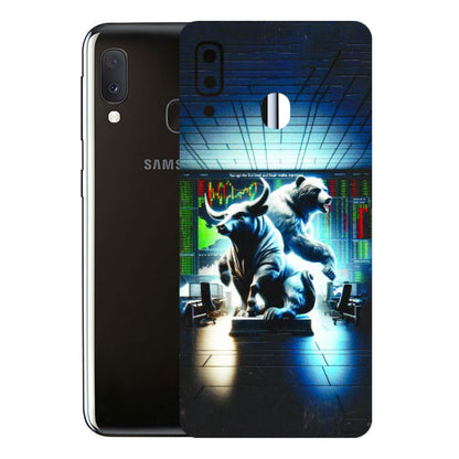 Samsung A/S Series Phone Skins (All Models) - Stock Market Sensex Bear vs Bulls - 3D Embossed Finish (L-15) Samsung Galaxy A20E
