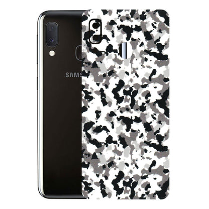 Samsung A/S Series Phone Skins (All Models) - White Black Camouflage - 3D Embossed Finish (L-18) Samsung Galaxy A20E