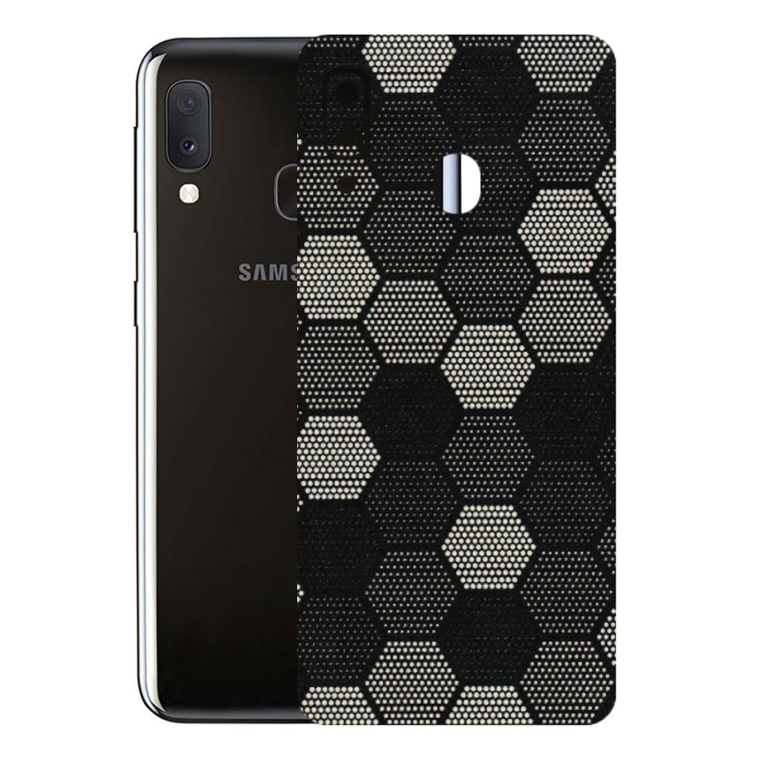 Samsung A/S Series Phone Skins (All Models) - Black & White Dotted Honeycomb Texture - 3D Embossed Finish (L-202) Samsung Galaxy A20E