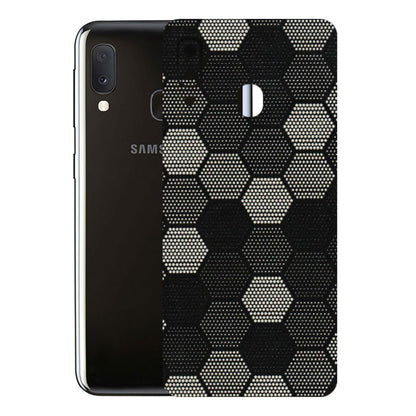 Samsung A/S Series Phone Skins (All Models) - Black & White Dotted Honeycomb Texture - 3D Embossed Finish (L-202) Samsung Galaxy A20E