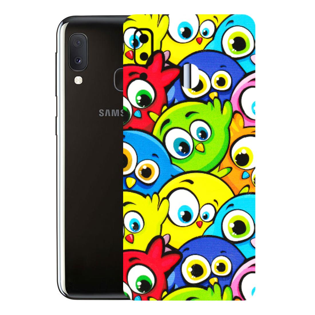 Samsung A/S Series Phone Skins (All Models) - Cute Fluffy Birds - 3D Embossed Finish (L-213) Samsung Galaxy A20E