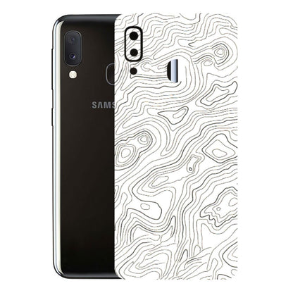 Samsung A/S Series Phone Skins (All Models) - White Black Swirls - 3D Embossed Finish (L-219) Samsung Galaxy A20E