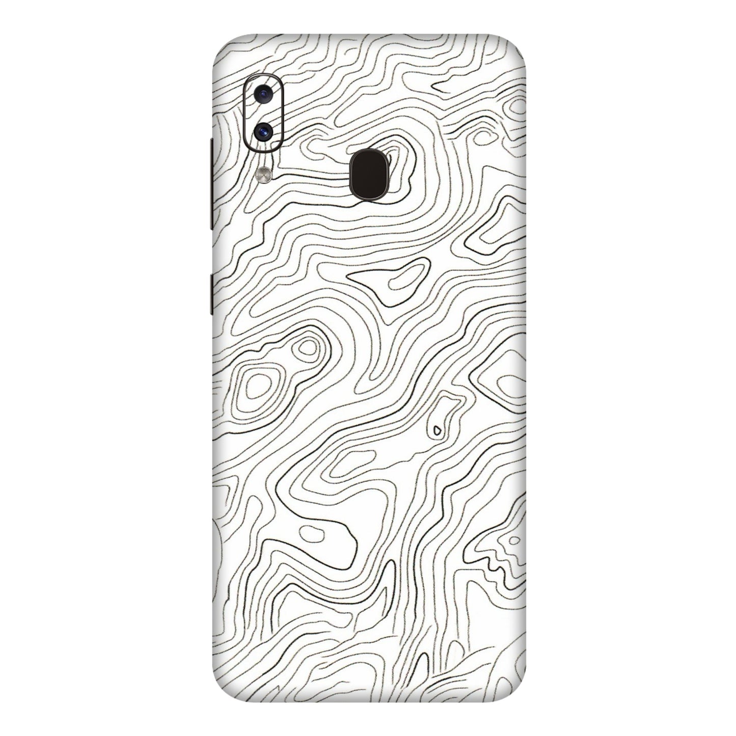 Samsung A/S Series Phone Skins (All Models) - White Black Swirls - 3D Embossed Finish (L-219) Samsung Galaxy A20E
